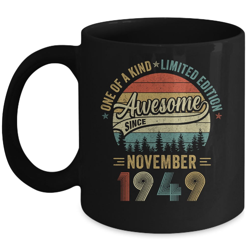 Funny November 1949 Vintage 75th Birthday Decorations Men Mug | teecentury