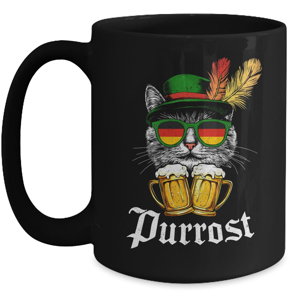 Funny Oktoberfest Cat Bavarian Drinking Beer Purrost Costume Mug | teecentury