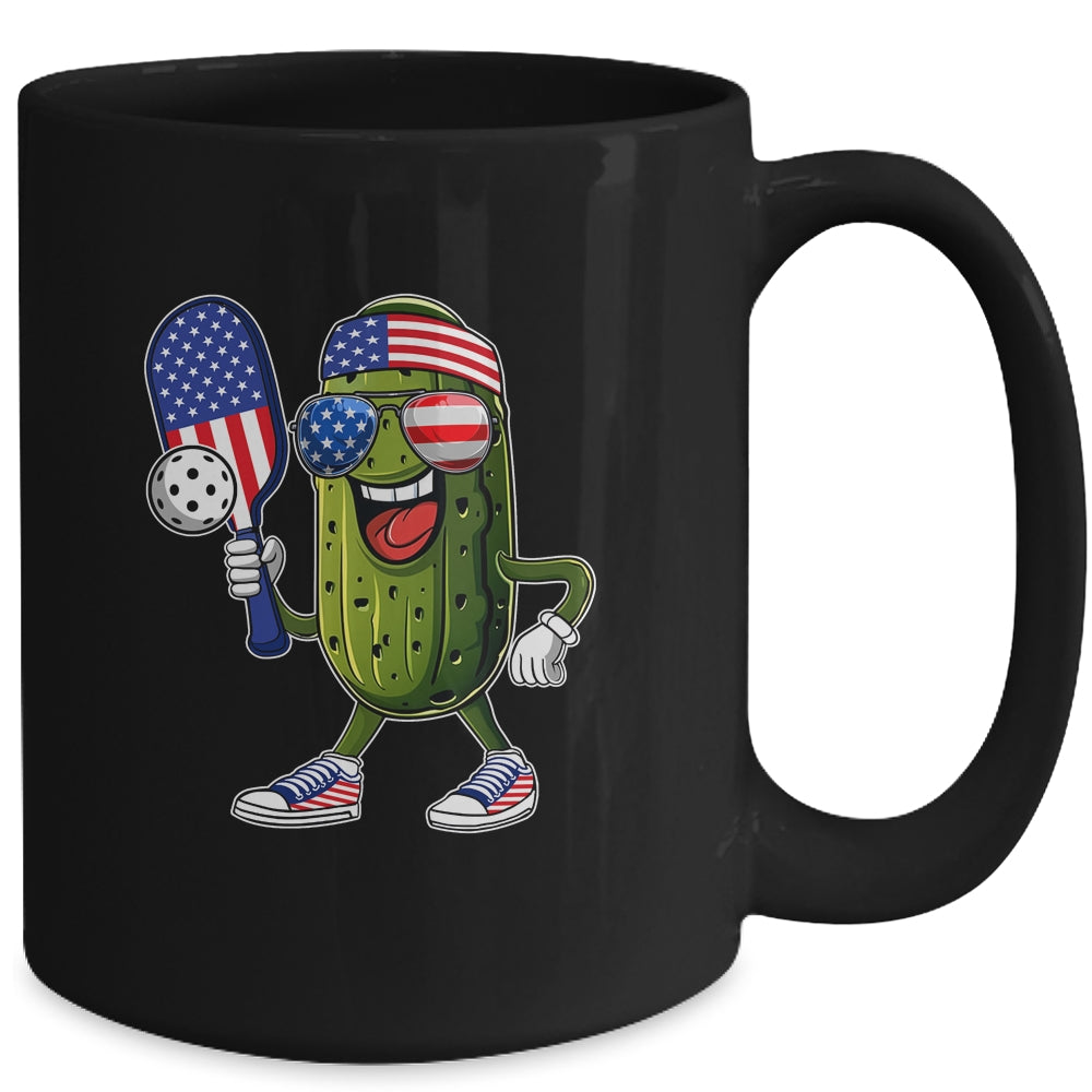 Funny Patriotic Pickle Playing Pickleball Paddle 4th Of July Mug | teecentury