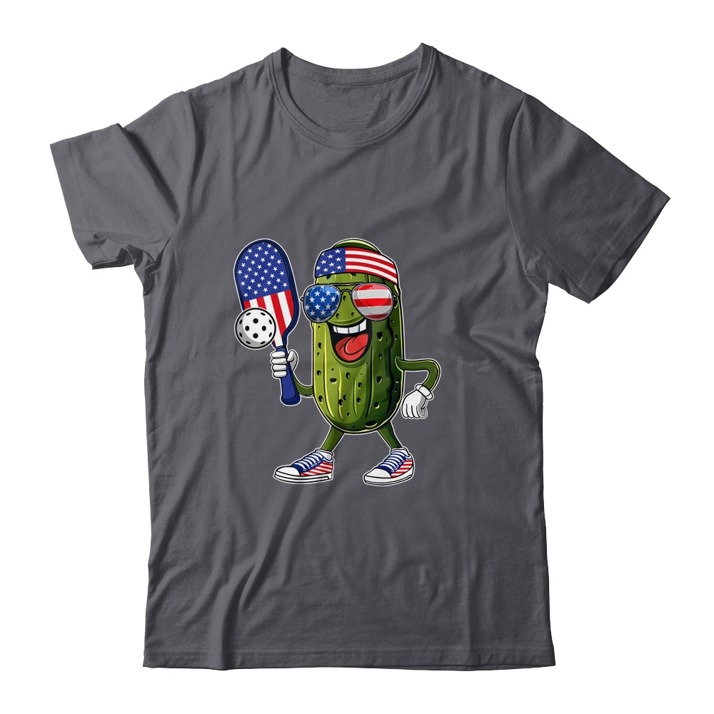 Funny Patriotic Pickle Playing Pickleball Paddle 4th Of July Shirt & Tank Top | teecentury
