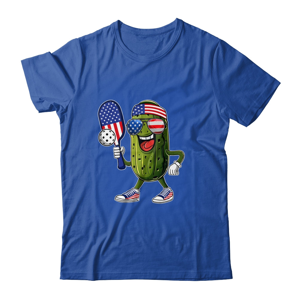 Funny Patriotic Pickle Playing Pickleball Paddle 4th Of July Shirt & Tank Top | teecentury