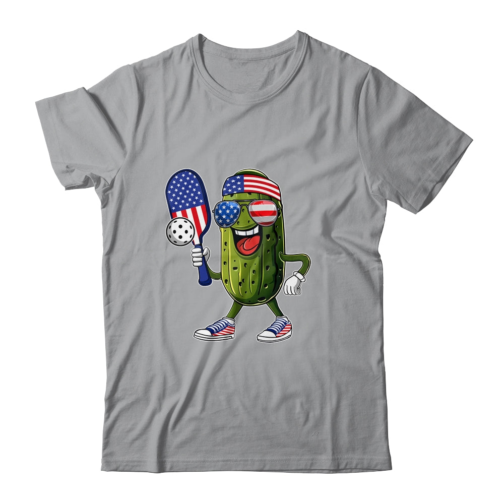 Funny Patriotic Pickle Playing Pickleball Paddle 4th Of July Shirt & Tank Top | teecentury