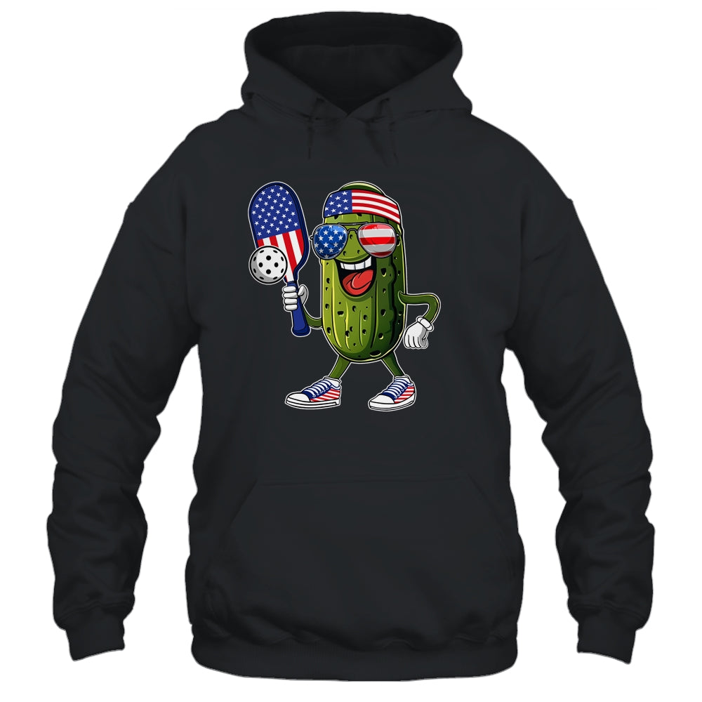 Funny Patriotic Pickle Playing Pickleball Paddle 4th Of July Shirt & Tank Top | teecentury