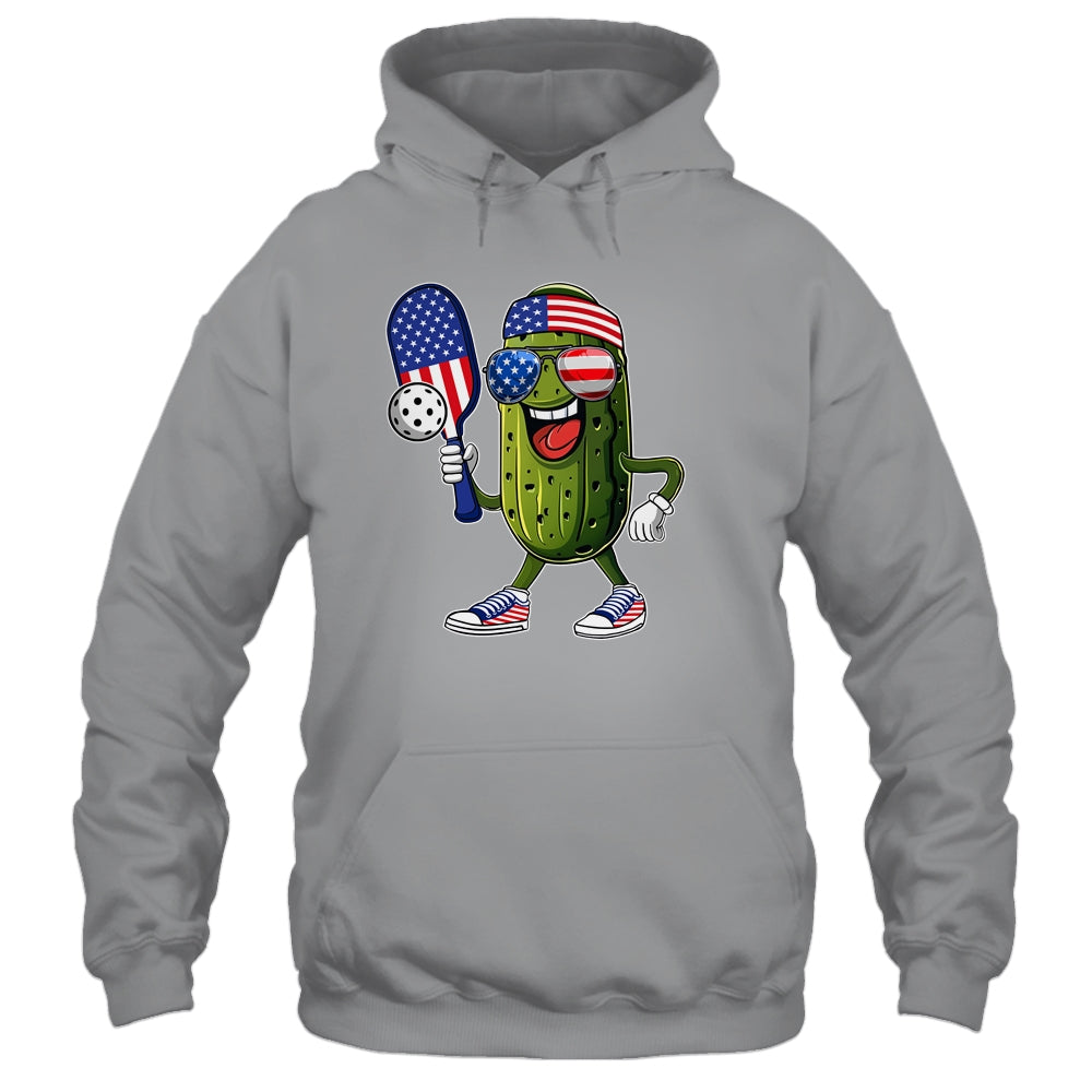 Funny Patriotic Pickle Playing Pickleball Paddle 4th Of July Shirt & Tank Top | teecentury