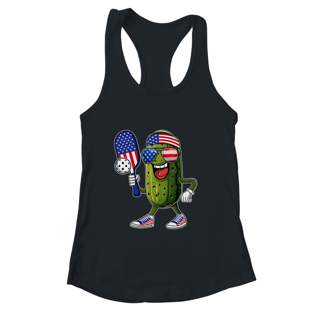 Funny Patriotic Pickle Playing Pickleball Paddle 4th Of July Shirt & Tank Top | teecentury