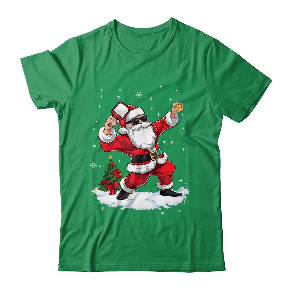 Funny Santa Claus Playing Pickleball Christmas Leggings