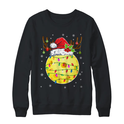 Funny Pickleball Reindeer Santa Hat Christmas Lights Holiday Shirt & Sweatshirt | teecentury