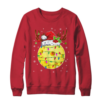 Funny Pickleball Reindeer Santa Hat Christmas Lights Holiday Shirt & Sweatshirt | teecentury