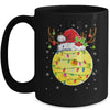 Funny Pickleball Reindeer Santa Hat Christmas Lights Holiday Mug | teecentury