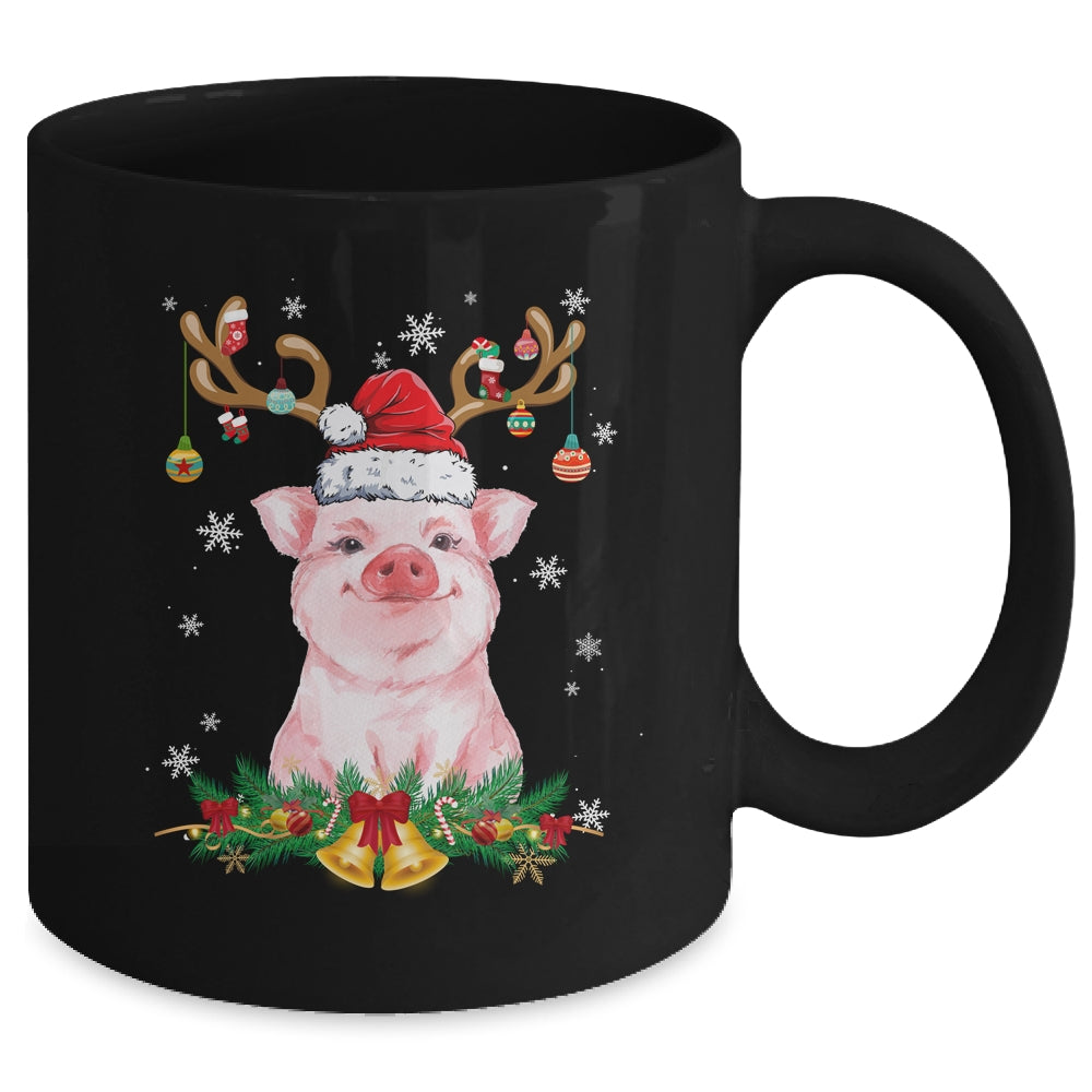 Funny Pig Reindeer Lights Ornament Santa Christmas Xmas Mug | teecentury