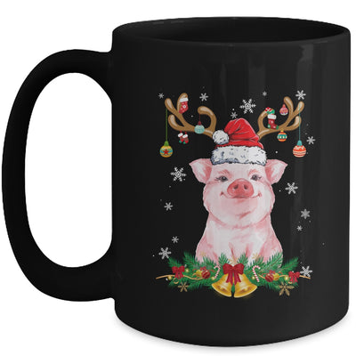 Funny Pig Reindeer Lights Ornament Santa Christmas Xmas Mug | teecentury