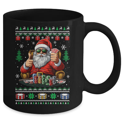 Funny Playing Poker Santa Poker Player Ugly Christmas Men Mug | teecentury