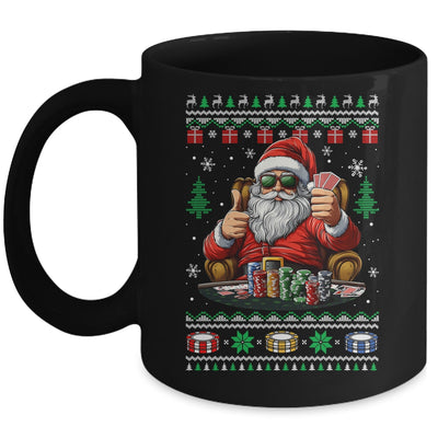 Funny Playing Poker Santa Poker Player Ugly Christmas Men Mug | teecentury
