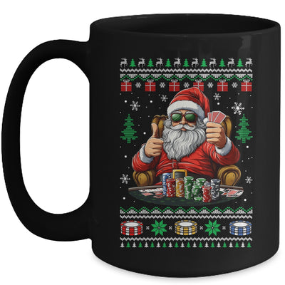 Funny Playing Poker Santa Poker Player Ugly Christmas Men Mug | teecentury
