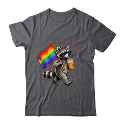 Funny Raccoon Drinking Iced Coffee Rainbow Flag Lgbtq Pride Shirt & Tank Top | teecentury
