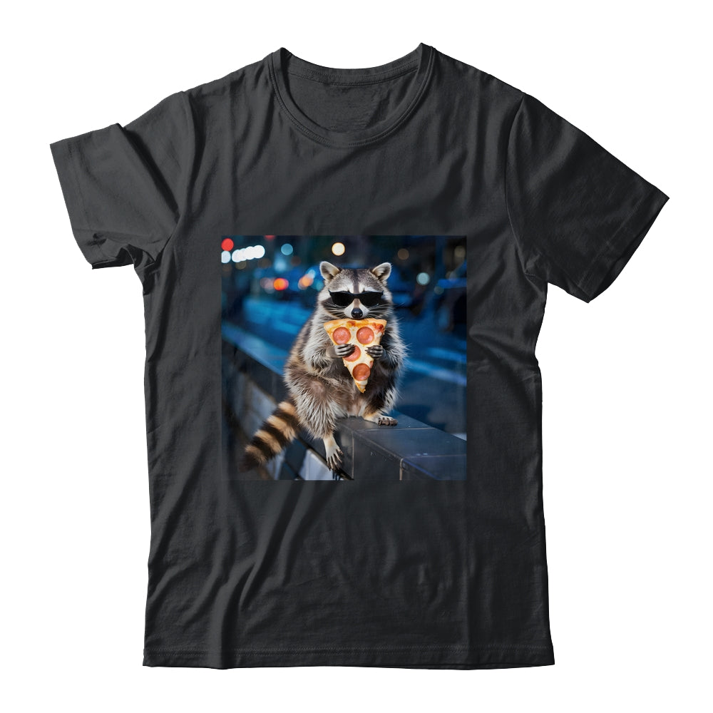 Funny Raccoon Eating Pizza Cute Animal Meme Men Women Shirt & Tank Top | teecentury