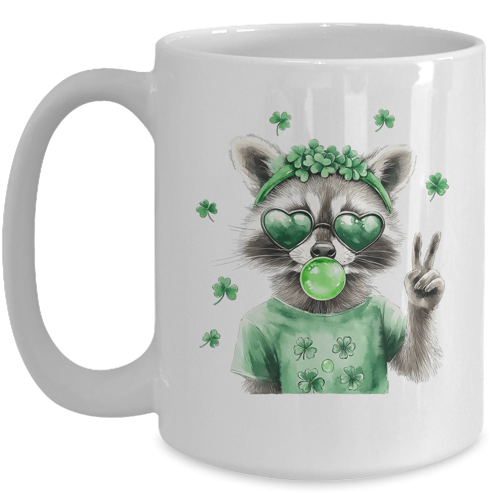Funny Raccoon St Patrick's Day Retro Coquette Lucky Irish Mug | teecentury