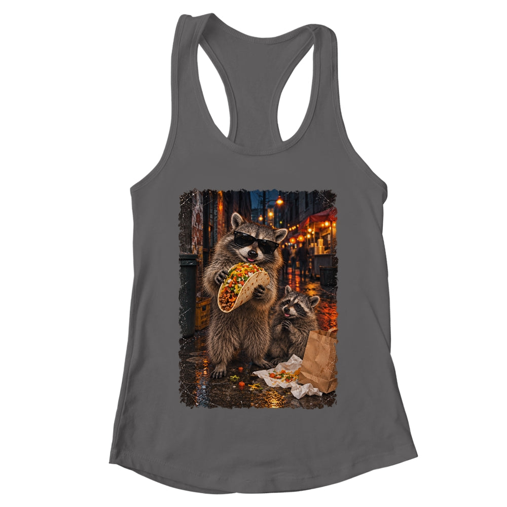 Funny Raccoons Men Women Eating Taco Meme Trash Panda Food Shirt & Tank Top | teecentury