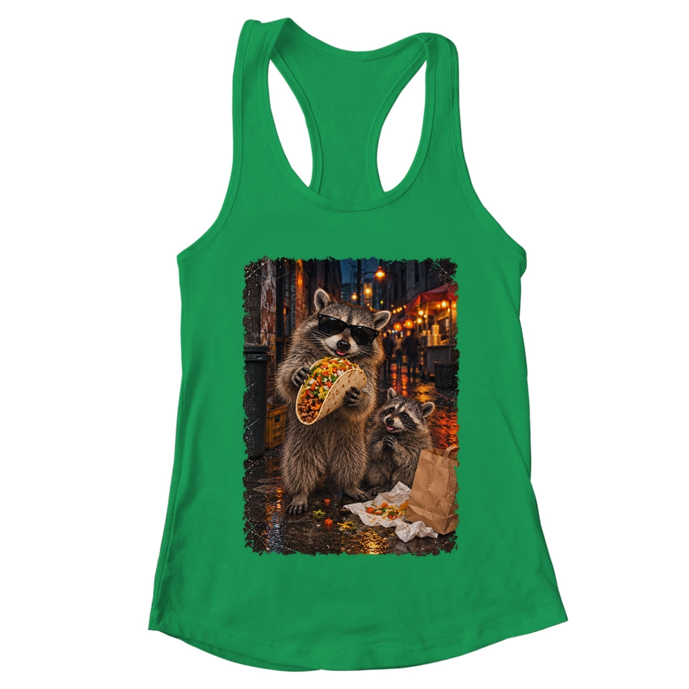 Funny Raccoons Men Women Eating Taco Meme Trash Panda Food Shirt & Tank Top | teecentury