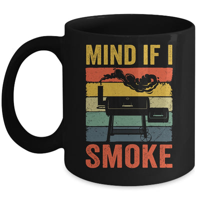 Funny Retro BBQ Party Smoker Chef Dad Mind If I Smoke Mug | teecentury