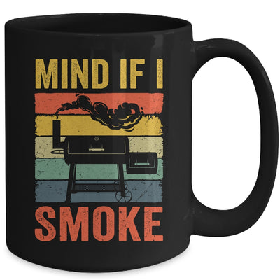 Funny Retro BBQ Party Smoker Chef Dad Mind If I Smoke Mug | teecentury