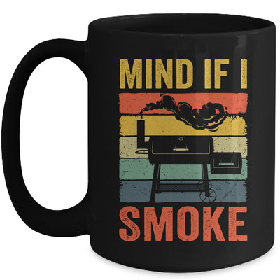 Funny Retro BBQ Party Smoker Chef Dad Mind If I Smoke Mug | teecentury