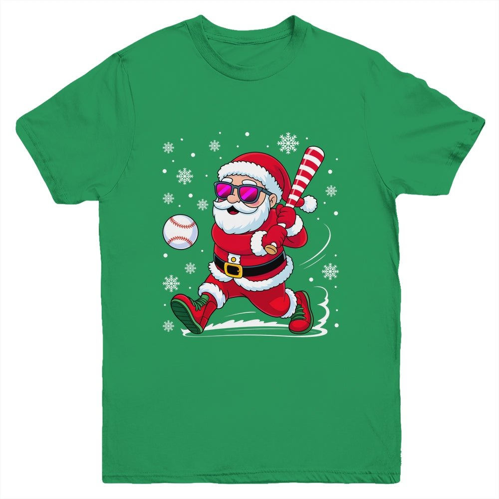 Funny Santa Baseball Christmas Xmas Men Boy Santa Holiday Youth Shirt | teecentury