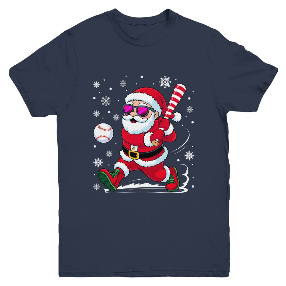 Funny Santa Baseball Christmas Xmas Men Boy Santa Holiday Youth Shirt | teecentury