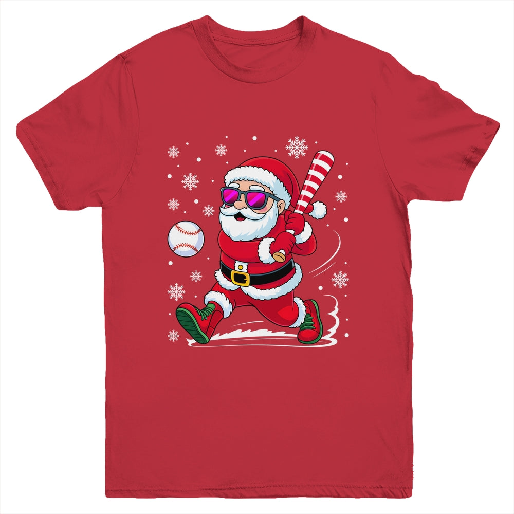 Funny Santa Baseball Christmas Xmas Men Boy Santa Holiday Youth Shirt | teecentury