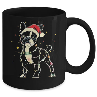 Funny Santa Boston Terrier Retriever Christmas Lights Dog Lover Mug | teecentury