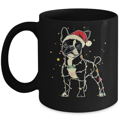 Funny Santa Boston Terrier Retriever Christmas Lights Dog Lover Mug | teecentury