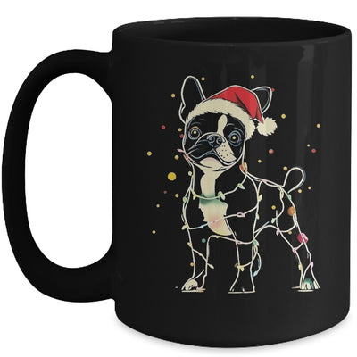 Funny Santa Boston Terrier Retriever Christmas Lights Dog Lover Mug | teecentury