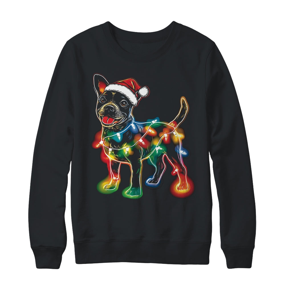 Funny Santa Bull Terrier Retriever Christmas Lights Dog Lover Shirt & Sweatshirt | teecentury