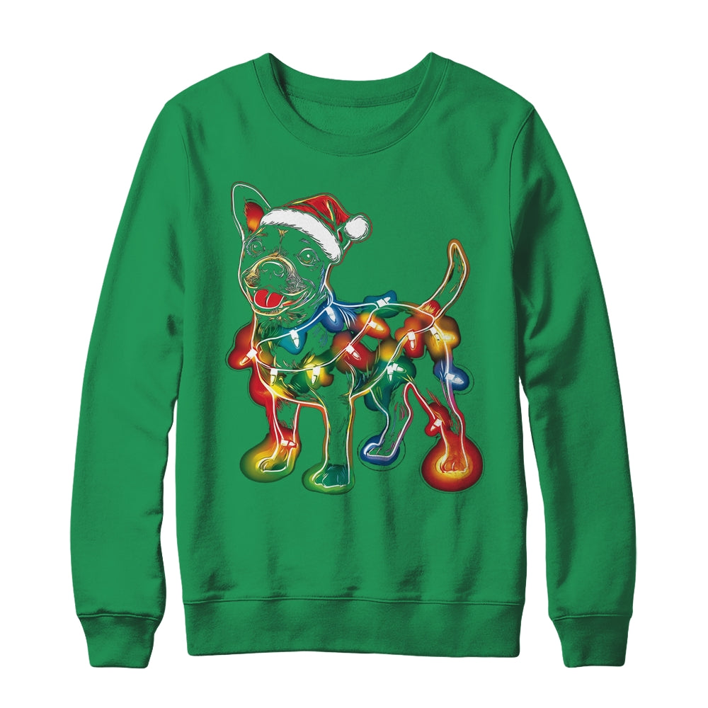 Funny Santa Bull Terrier Retriever Christmas Lights Dog Lover Shirt & Sweatshirt | teecentury
