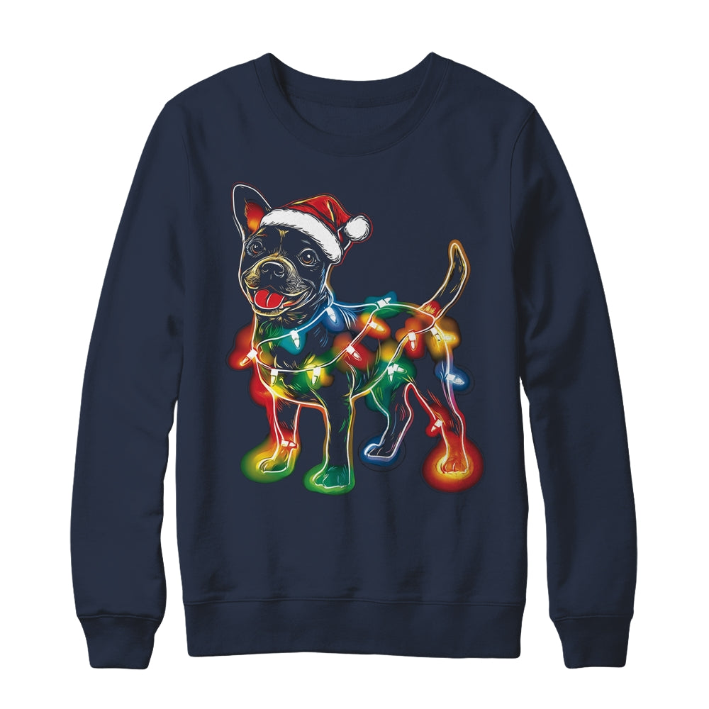Funny Santa Bull Terrier Retriever Christmas Lights Dog Lover Shirt & Sweatshirt | teecentury