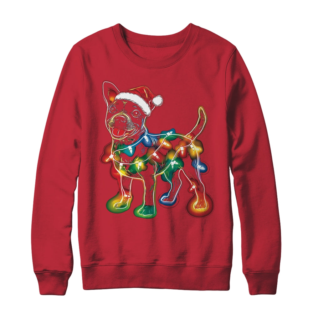 Funny Santa Bull Terrier Retriever Christmas Lights Dog Lover Shirt & Sweatshirt | teecentury