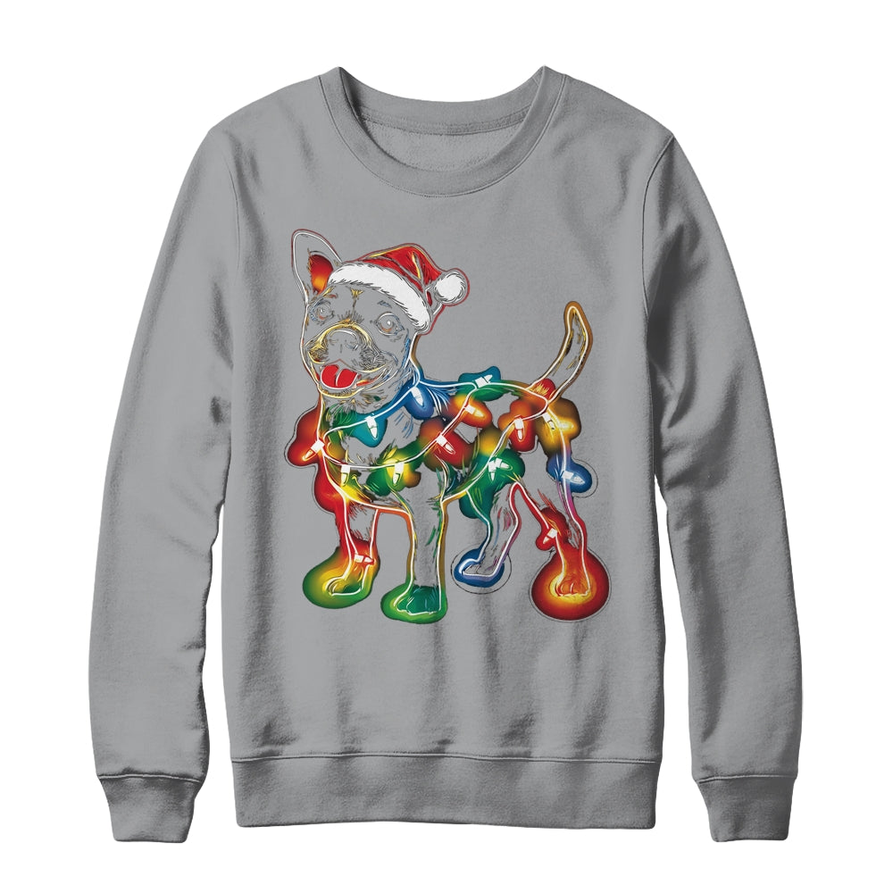 Funny Santa Bull Terrier Retriever Christmas Lights Dog Lover Shirt & Sweatshirt | teecentury