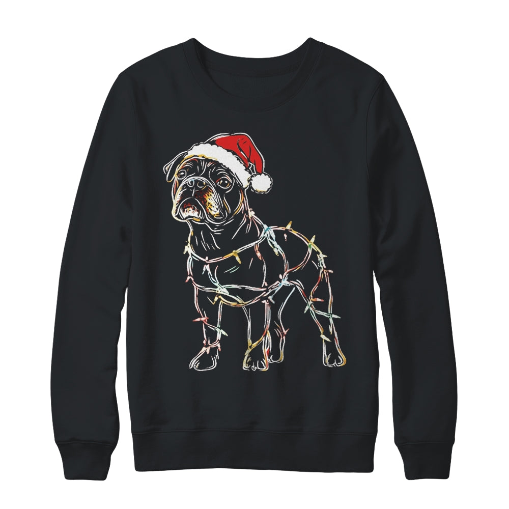Funny Santa Bulldog Retriever Christmas Lights Dog Lover Shirt & Sweatshirt | teecentury