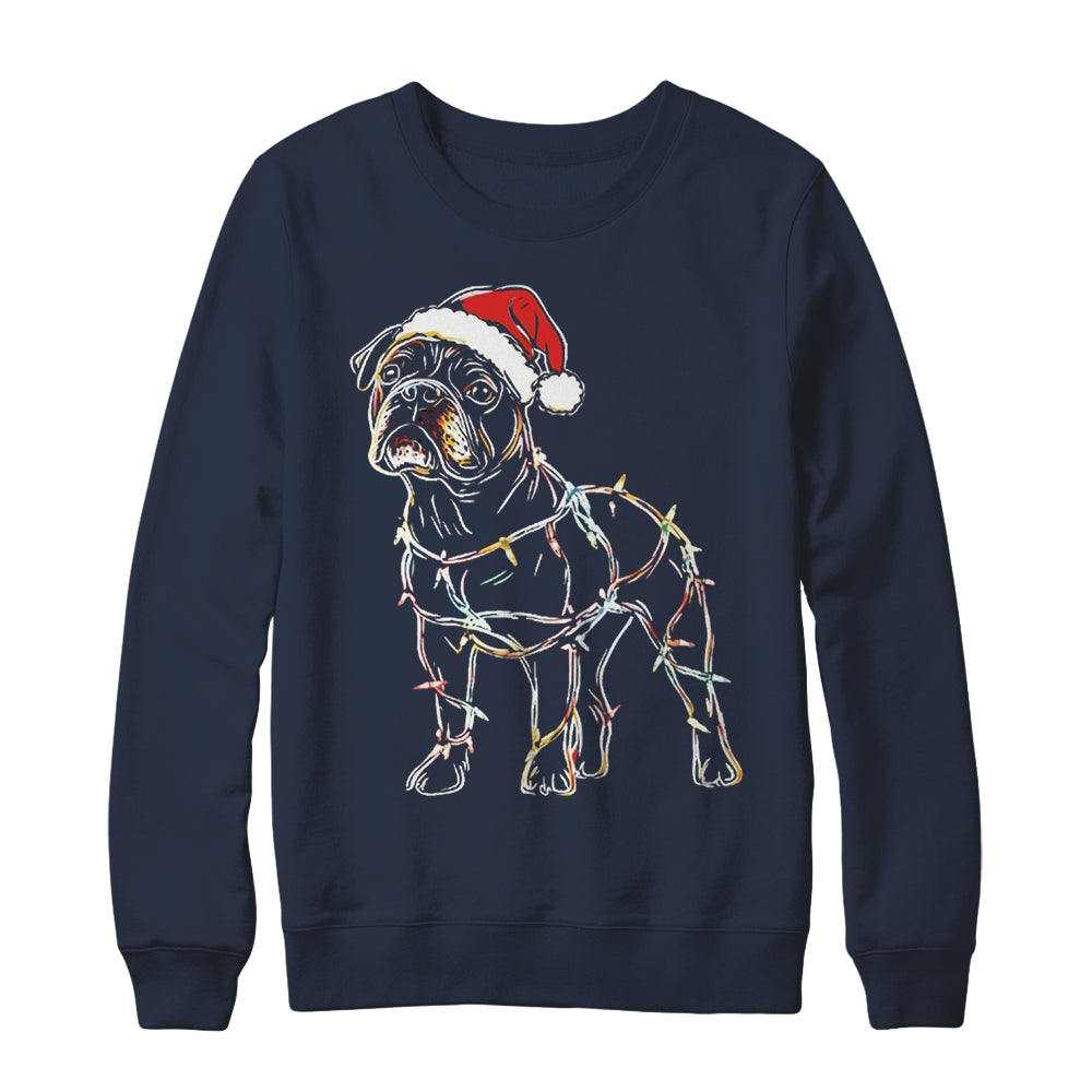 Funny Santa Bulldog Retriever Christmas Lights Dog Lover Shirt & Sweatshirt | teecentury