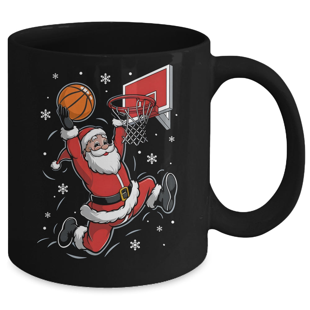 Funny Santa Claus Playing Basketball Merry Christmas Boys Mug | teecentury