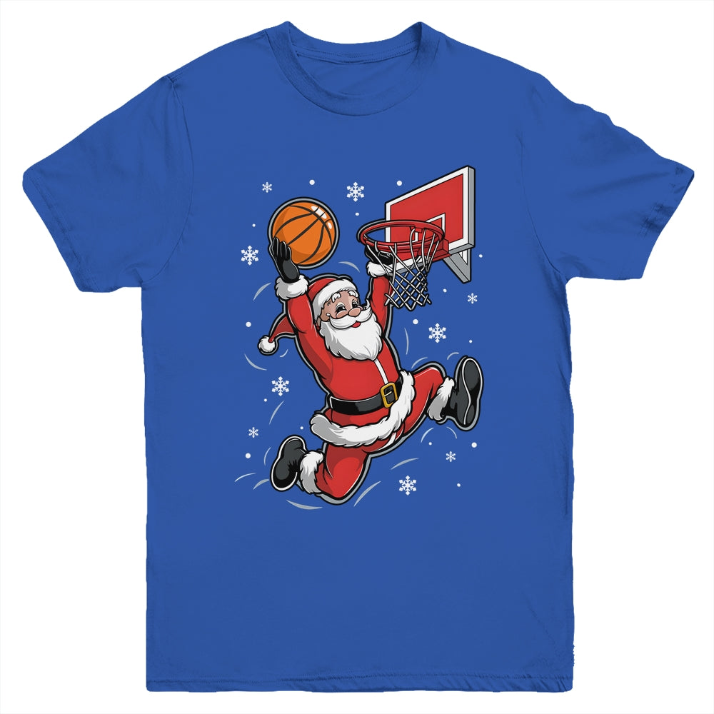 Funny Santa Claus Playing Basketball Merry Christmas Boys Youth Shirt | teecentury