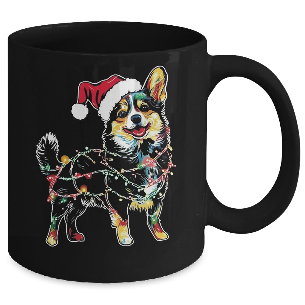 Funny Santa Corgi Retriever Christmas Lights Dog Lover Mug | teecentury