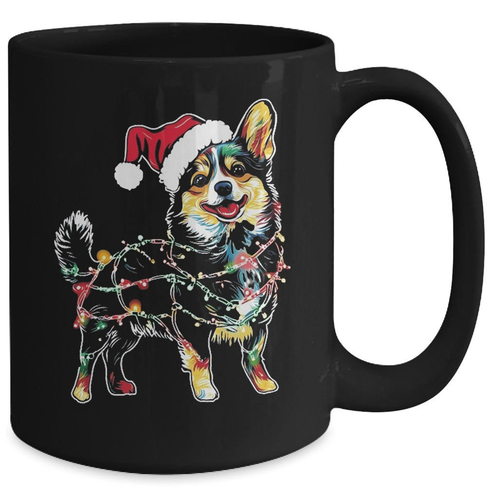 Funny Santa Corgi Retriever Christmas Lights Dog Lover Mug | teecentury