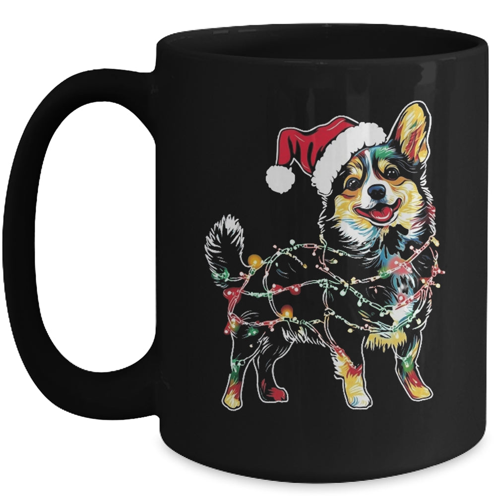 Funny Santa Corgi Retriever Christmas Lights Dog Lover Mug | teecentury