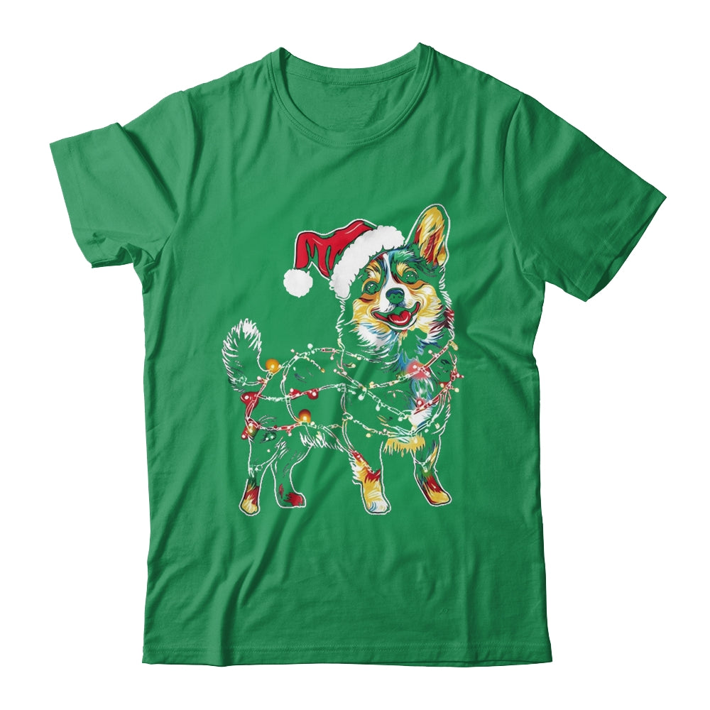 Funny Santa Corgi Retriever Christmas Lights Dog Lover Shirt & Sweatshirt | teecentury