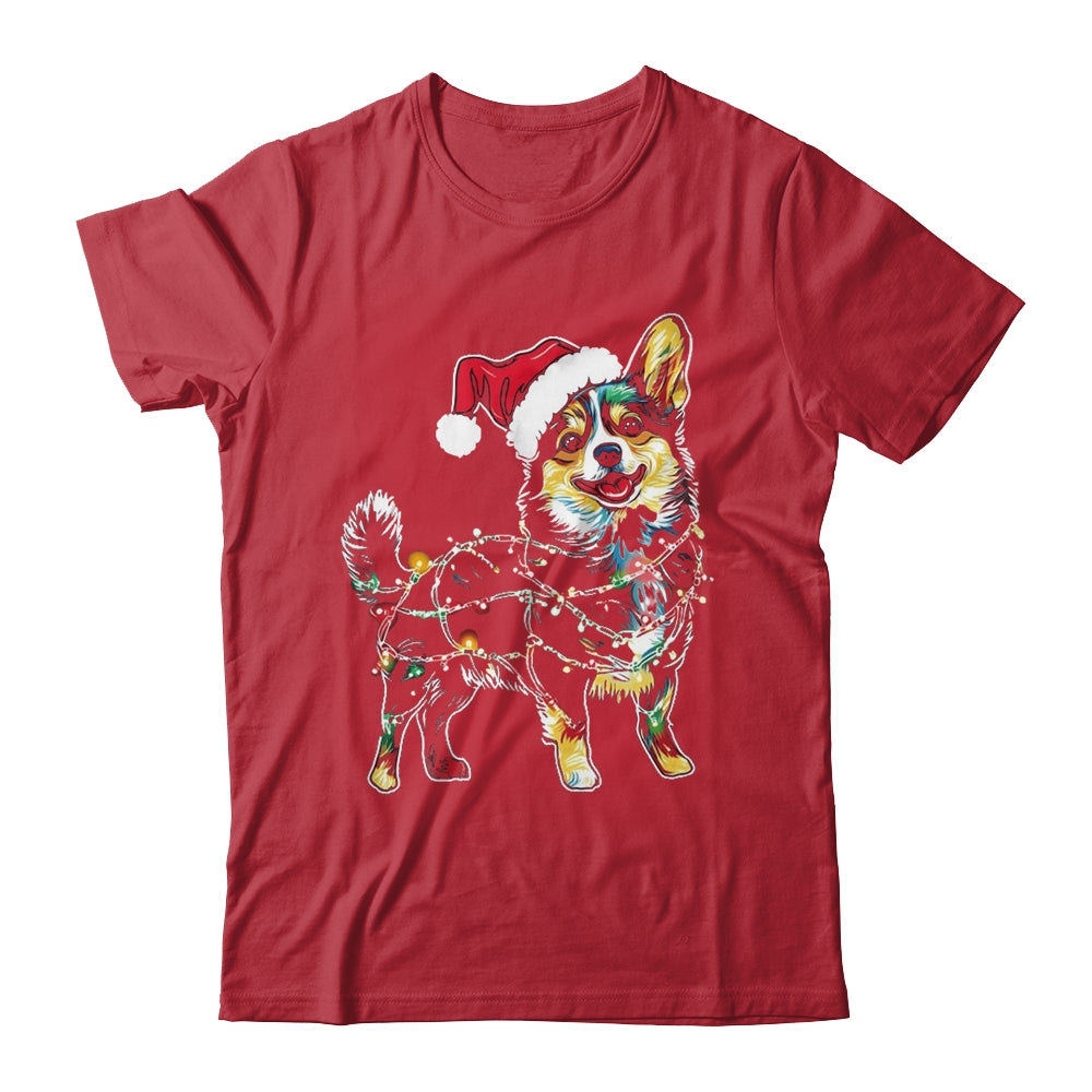 Funny Santa Corgi Retriever Christmas Lights Dog Lover Shirt & Sweatshirt | teecentury