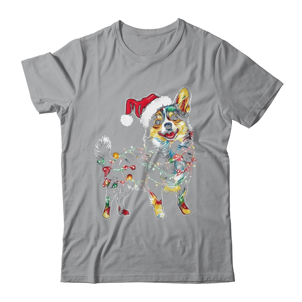Funny Santa Corgi Retriever Christmas Lights Dog Lover Shirt Sweatshirt Teecentury
