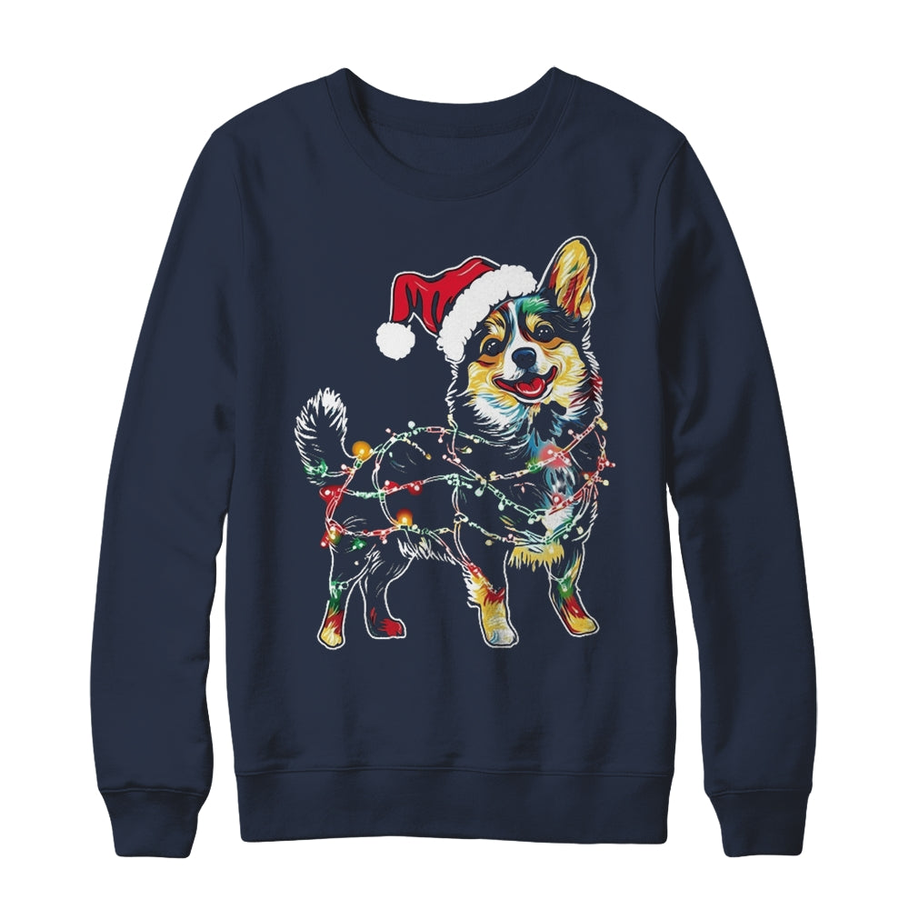 Funny Santa Corgi Retriever Christmas Lights Dog Lover Shirt & Sweatshirt | teecentury