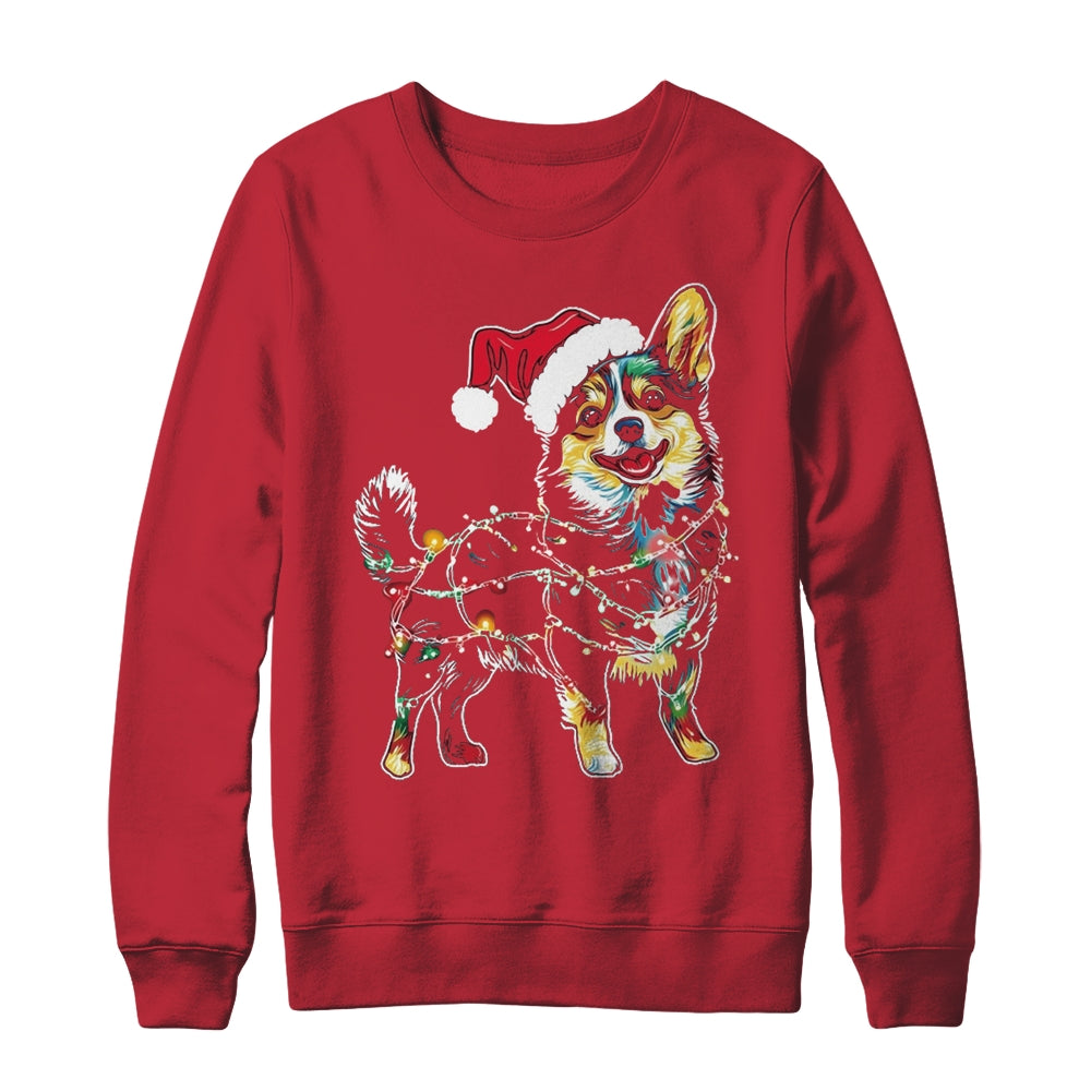Funny Santa Corgi Retriever Christmas Lights Dog Lover Shirt & Sweatshirt | teecentury