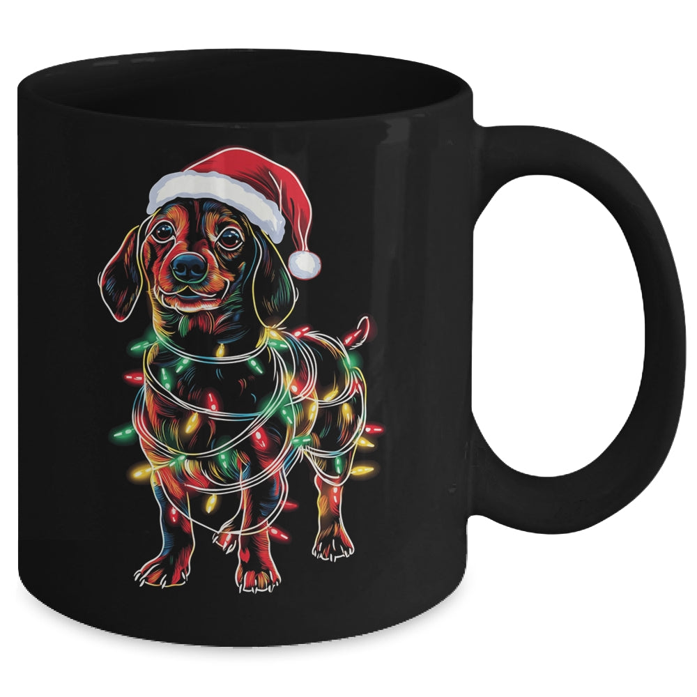 Funny Santa Dachshund Retriever Christmas Lights Dog Lover Mug | teecentury